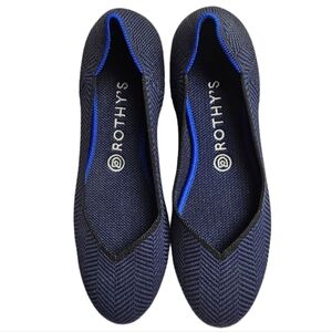 Retired Rothy's‎ Midnight Metallic Herringbone Rounded Toe Flat Shoes Siz…